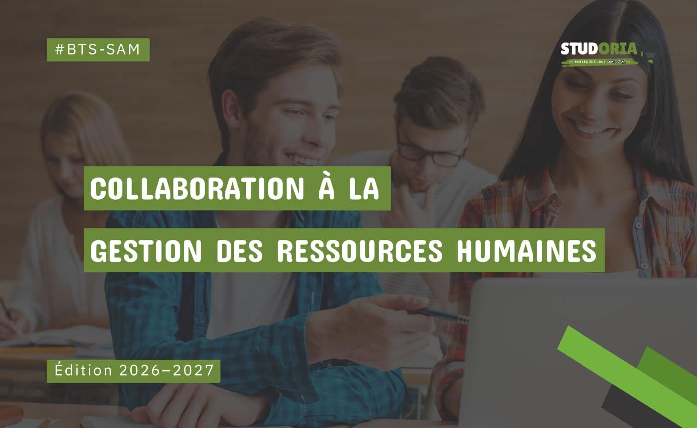 Banner promoting collaboration in human resources management, edition 2026–2027, with #BTS-SAM tag and Studoria logo in the corner.